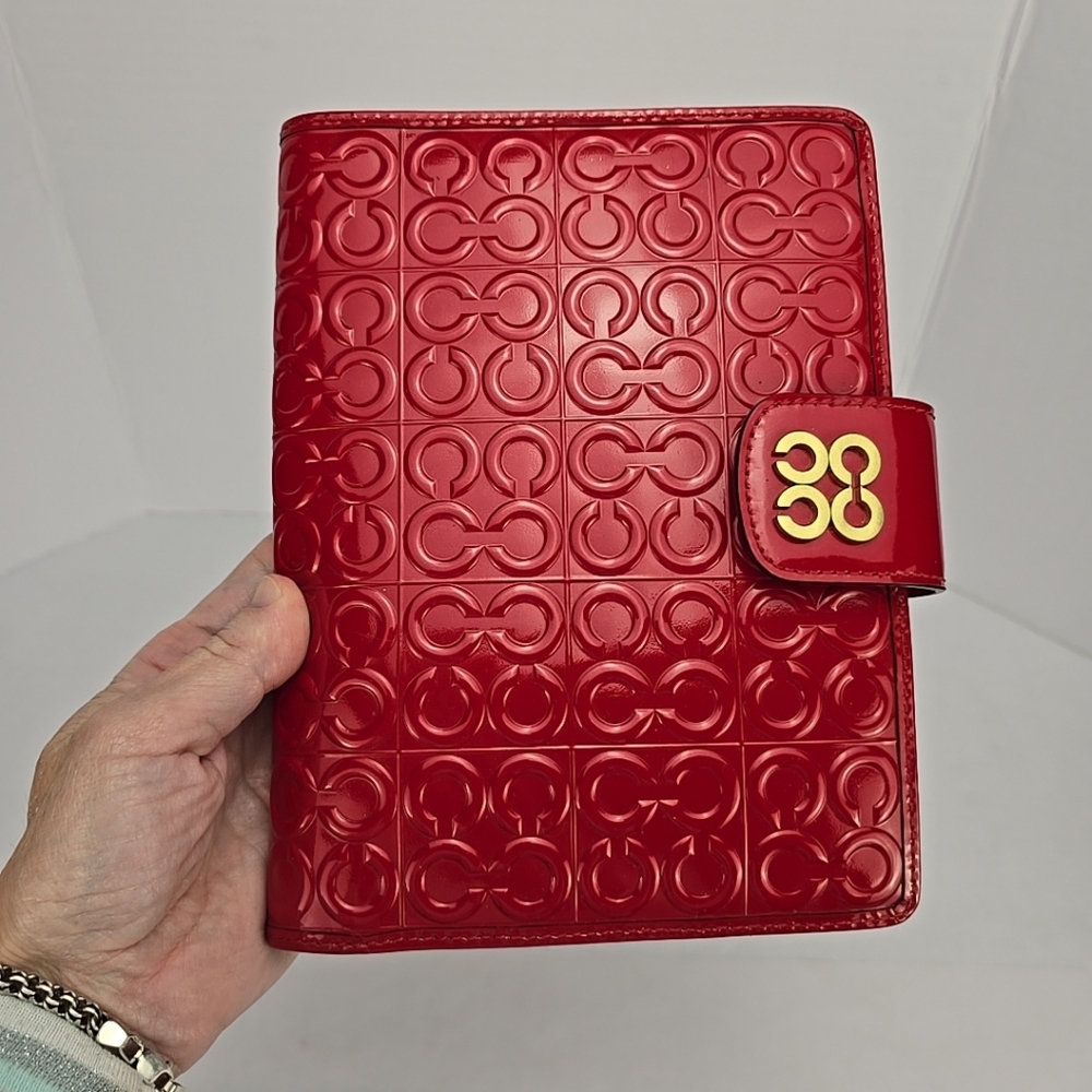 Coach Red Embossed Leather Planner